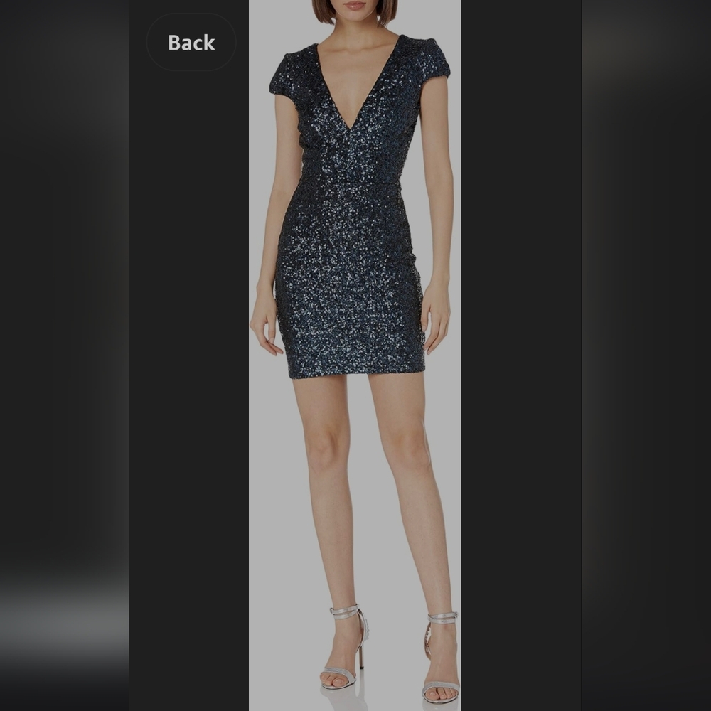 New Dress The Population Zoe Sequin Vneck Dress Navy XL